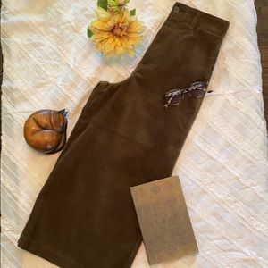 Dark Olive Corduroy Wide Legged Cropped Pants
